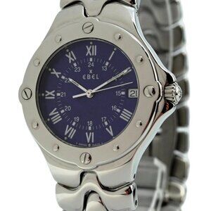 Ebel 36mm Men's Sportwave Stainless Steel Blue Dial Swiss Watch